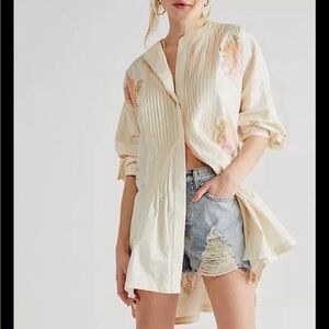 Free People Cream Floral Tunic